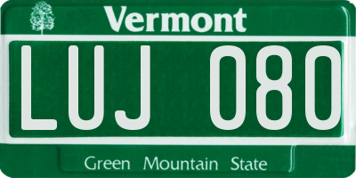 VT license plate LUJ080