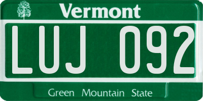 VT license plate LUJ092