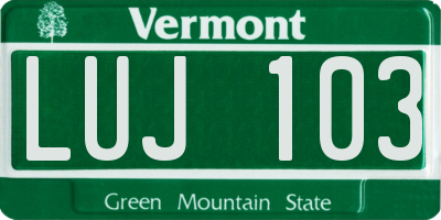 VT license plate LUJ103