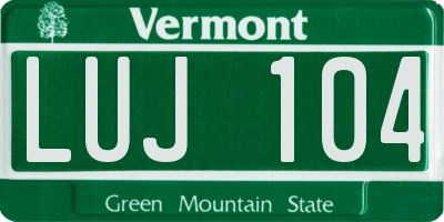 VT license plate LUJ104