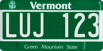 VT license plate LUJ123