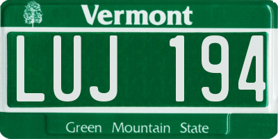 VT license plate LUJ194