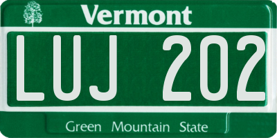 VT license plate LUJ202