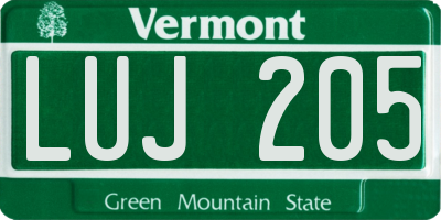VT license plate LUJ205
