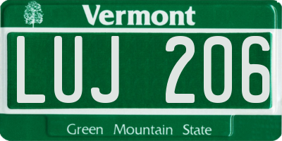 VT license plate LUJ206