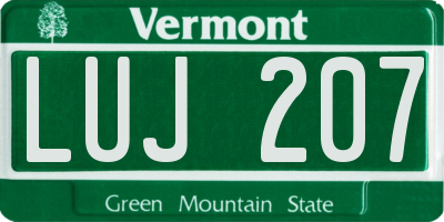 VT license plate LUJ207