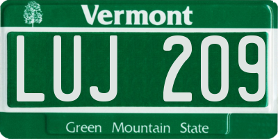 VT license plate LUJ209