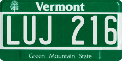 VT license plate LUJ216