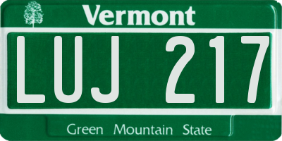 VT license plate LUJ217