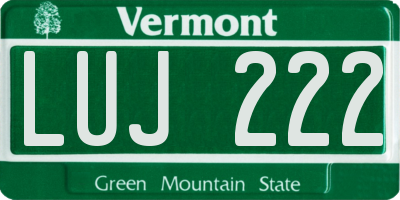 VT license plate LUJ222