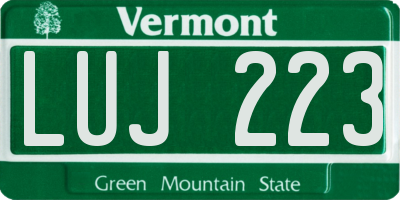 VT license plate LUJ223