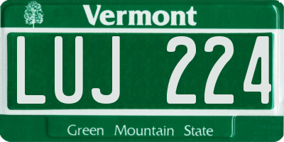 VT license plate LUJ224