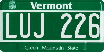 VT license plate LUJ226