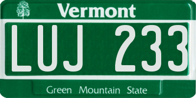 VT license plate LUJ233