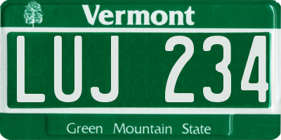 VT license plate LUJ234
