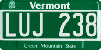 VT license plate LUJ238