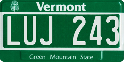 VT license plate LUJ243