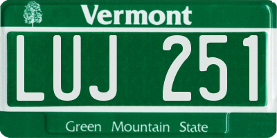 VT license plate LUJ251