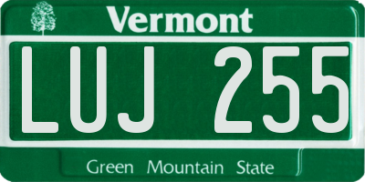 VT license plate LUJ255