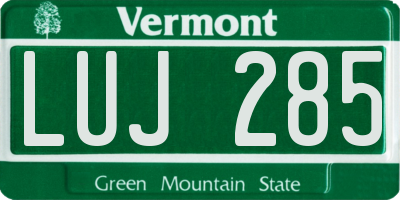 VT license plate LUJ285
