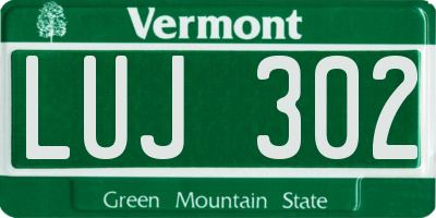 VT license plate LUJ302
