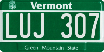 VT license plate LUJ307
