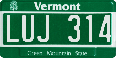 VT license plate LUJ314