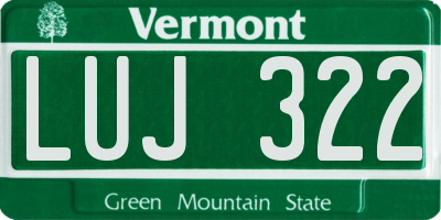 VT license plate LUJ322