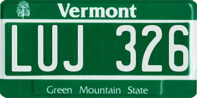VT license plate LUJ326