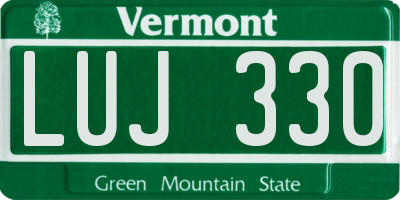 VT license plate LUJ330
