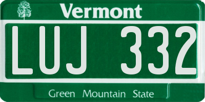 VT license plate LUJ332