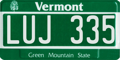 VT license plate LUJ335
