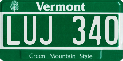 VT license plate LUJ340