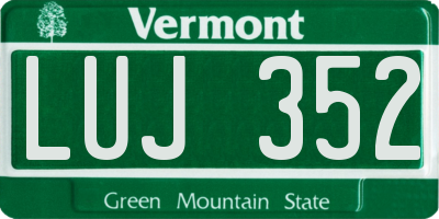 VT license plate LUJ352
