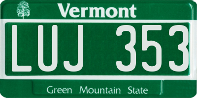 VT license plate LUJ353