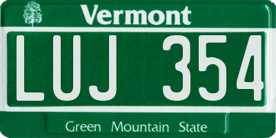 VT license plate LUJ354