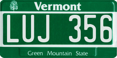 VT license plate LUJ356