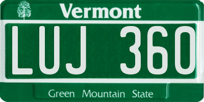 VT license plate LUJ360