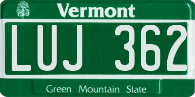 VT license plate LUJ362
