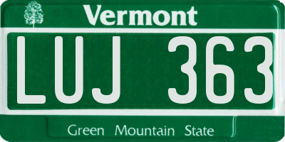 VT license plate LUJ363