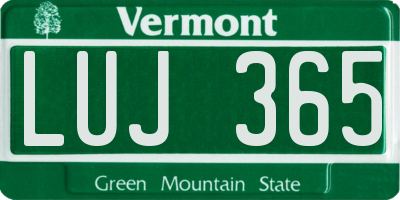 VT license plate LUJ365