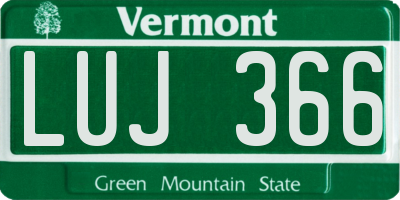 VT license plate LUJ366