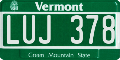 VT license plate LUJ378
