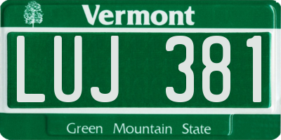 VT license plate LUJ381