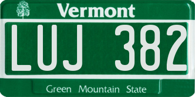 VT license plate LUJ382