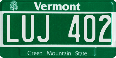 VT license plate LUJ402