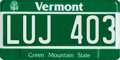 VT license plate LUJ403