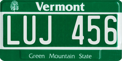VT license plate LUJ456