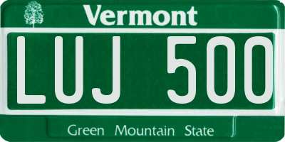VT license plate LUJ500