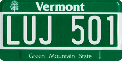 VT license plate LUJ501
